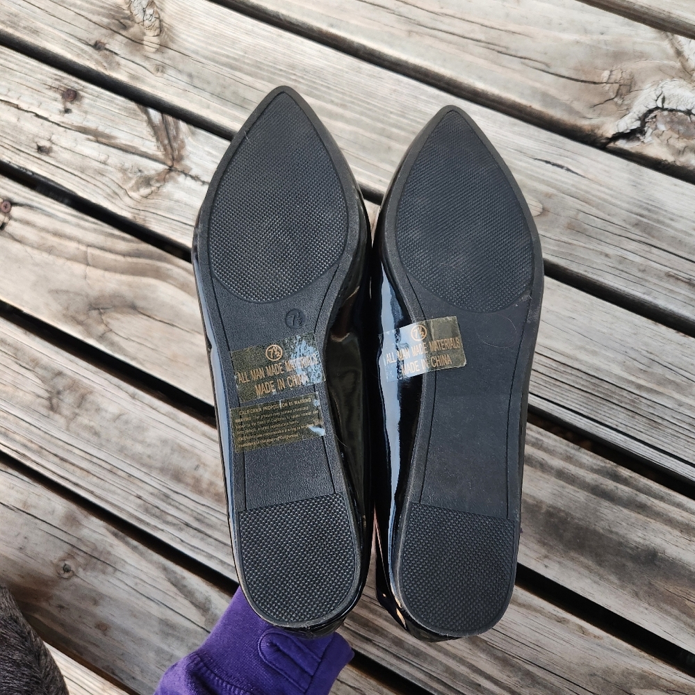 NWOT M&L Shiny Pounted Toe Ballet Flat Office Professional Work 7.5 - Picture 3 of 5